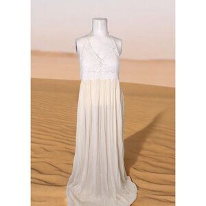 Sand & Spirit Crotchet Gauze Halter Maxi Dress Size M Cover Up Beach Wedding